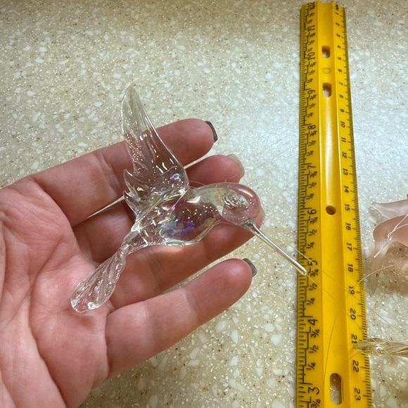 Vintage Blown Glass Hummingbird Figurines Clear Pink Gold Set of 5 - Picture 3 of 16